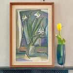 Mid Century Original Still Life Oil Painting From Sweden By Ejson