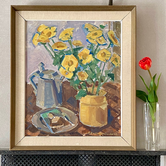 Original Vintage Still Life Oil Painting from Sweden