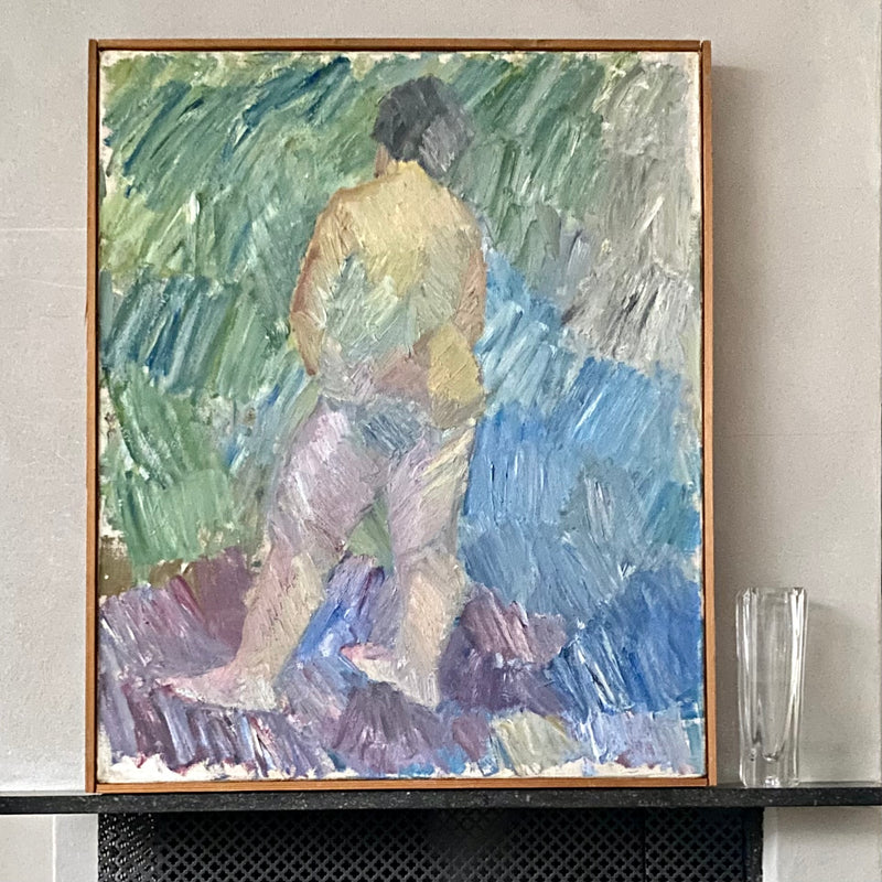 Mid Century Figurative Oil Painting From Sweden
