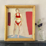 Original Mid Century Figure Oil Painting From Sweden