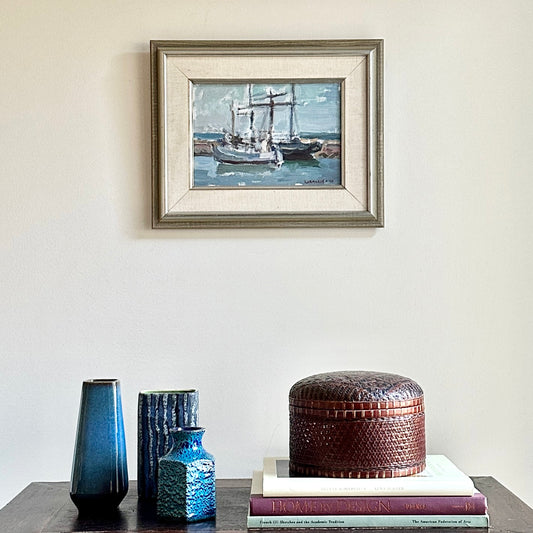 Mid Century Original Sailboat Oil Painting From Sweden