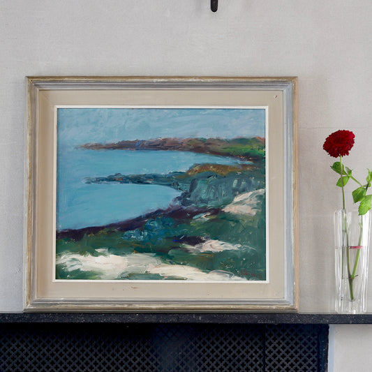 Vintage Art Room Mid Century Original Oil Painting from Sweden