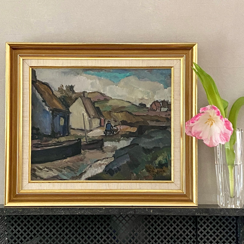 Mid Century Original Landscape Oil Painting By KE Ohlsson Sweden