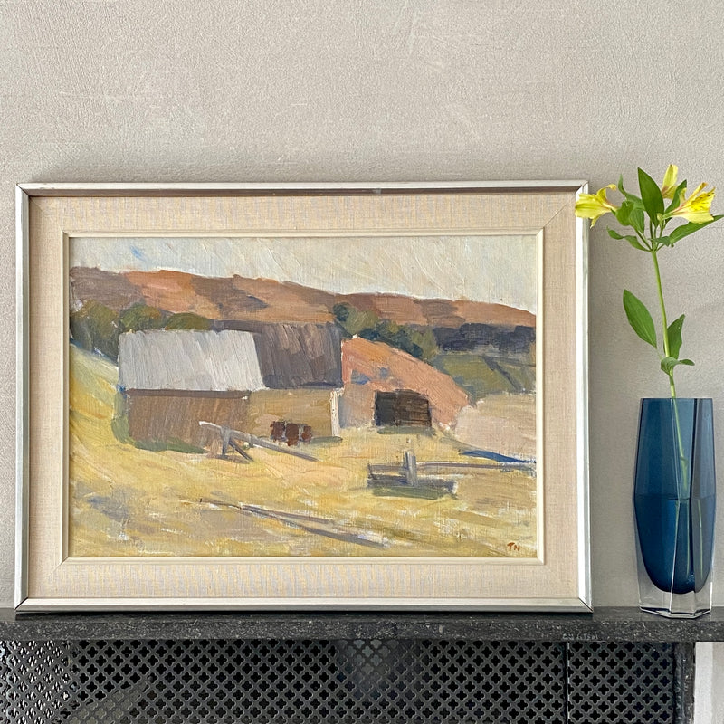 Vintage Landscape Oil Painting by T Nilsson from Sweden