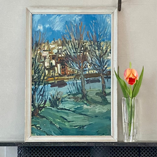 Vintage Art Room Mid Century Oil Painting By R MolinFrom Sweden