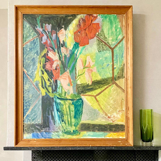 Original Mid Century Still Life Oil Painting From Sweden