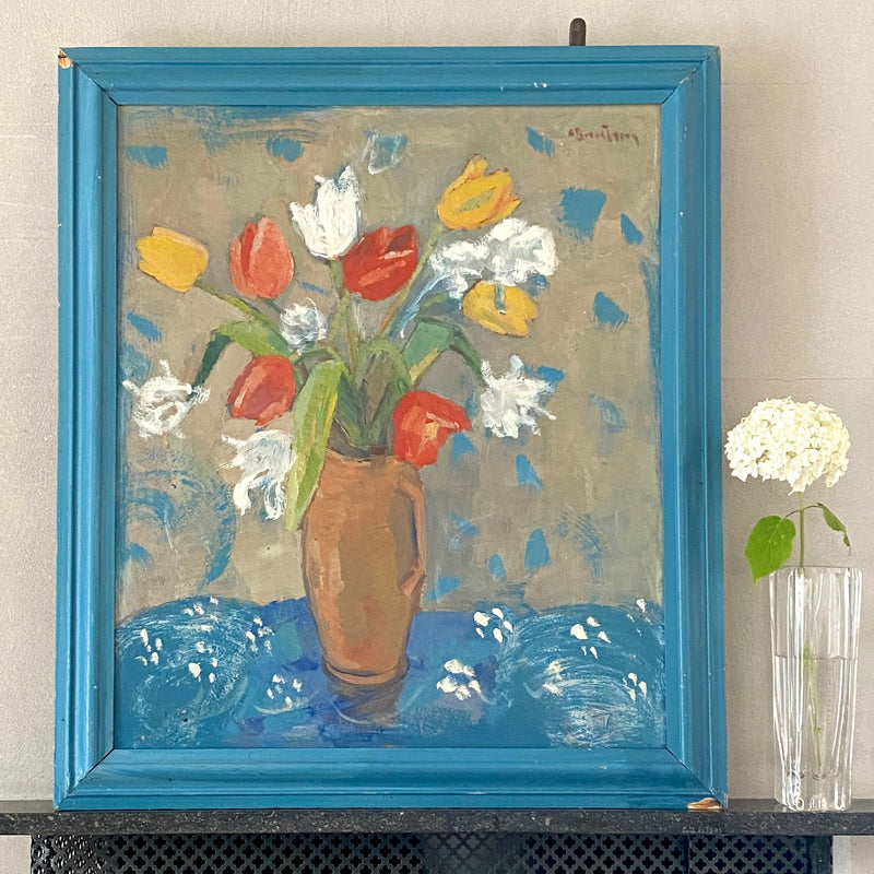 Vintage Mid Century Still Life Oil Painting By C Berndtsson Sweden