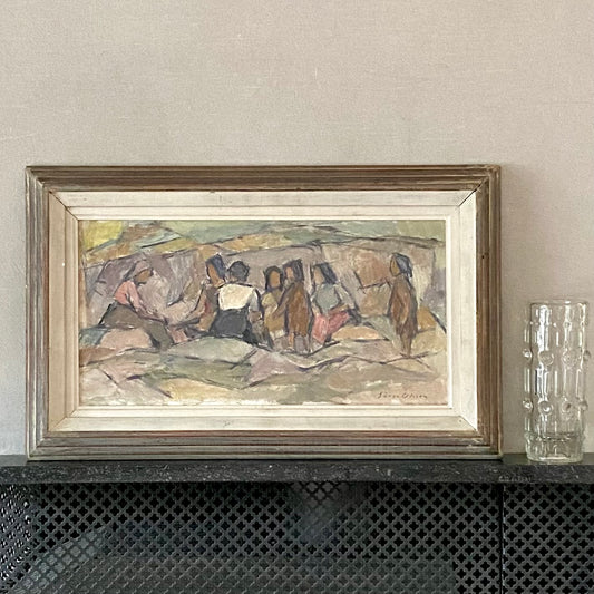 Mid Century Coastal Oil Painting By S Olsson Sweden