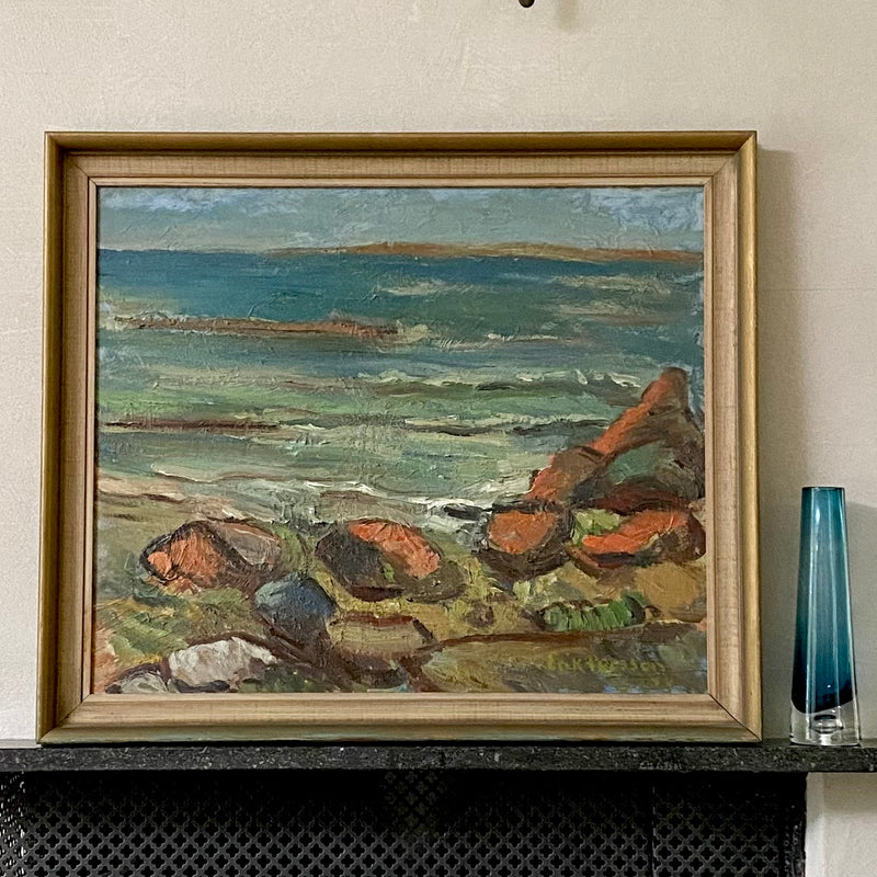Original Vintage Seascape Oil Painting By E Persson Sweden 1944