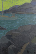 Load image into Gallery viewer, Mid Century Coastal Oil Painting By S Grandin Sweden
