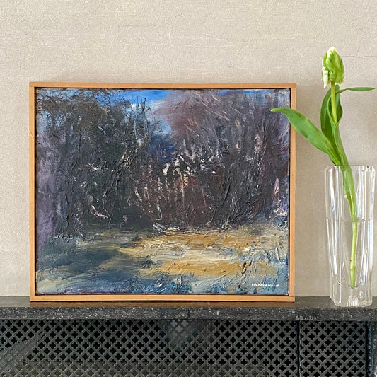 Mid Century Vintage Landscape Oil Painting From Sweden