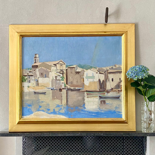 Vintage Mid Century Framed Original Oil Painting by M Larsson Sweden