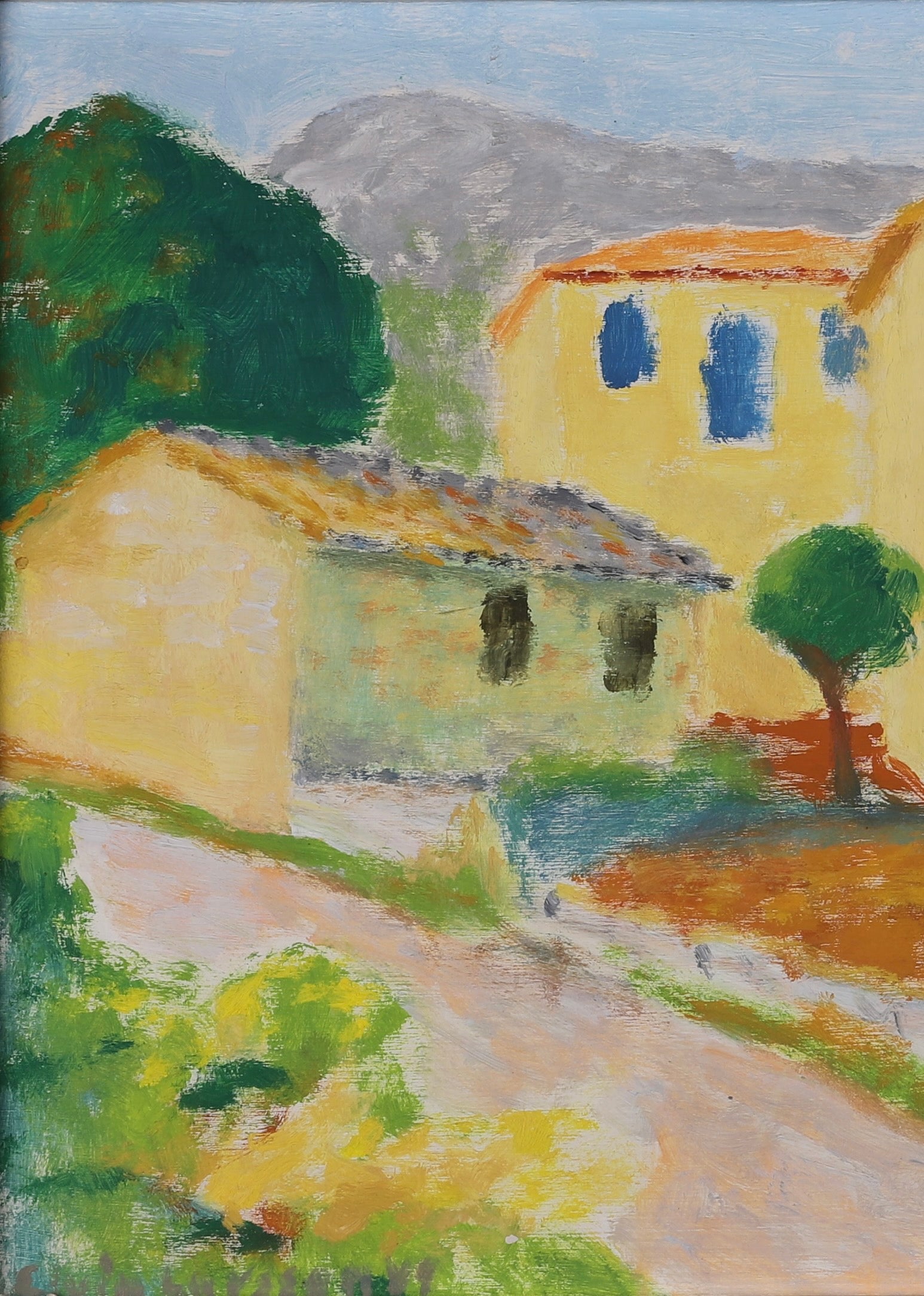 Vintage Mid Century Oil Painting by E Larsson from Sweden