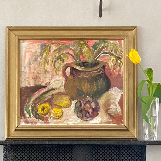 Original Vintage Still Life Oil Painting from Sweden