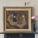 Mid Century Original Still Life Oil Painting from Sweden 1955