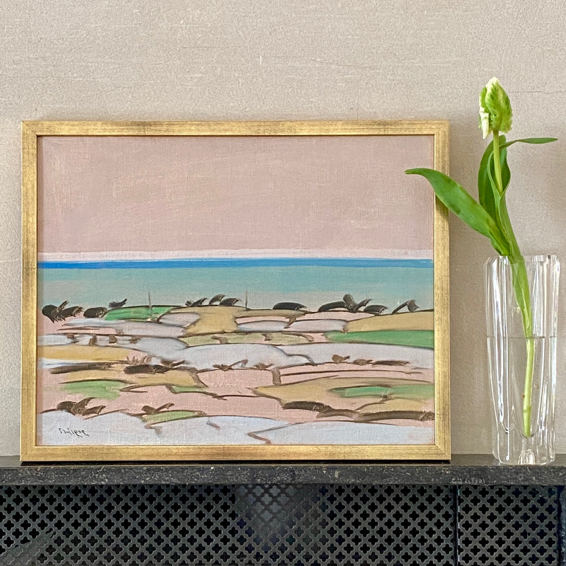 Vintage Mid Century Seascape Oil Painting By I Wiede Sweden