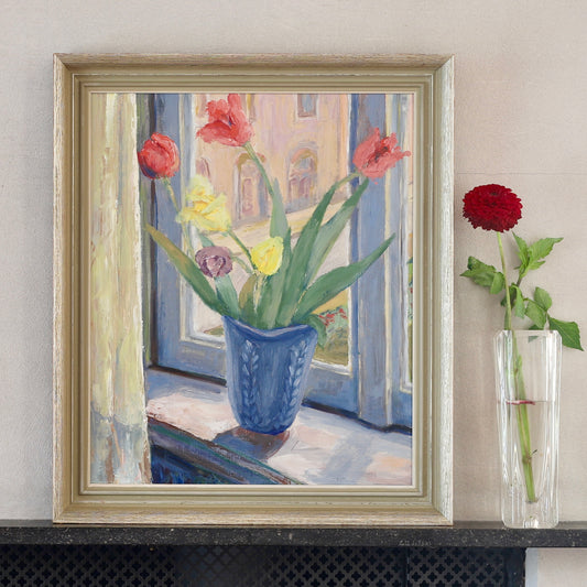 Vintage Art Still Life Mid Century Oil Painting From Sweden
