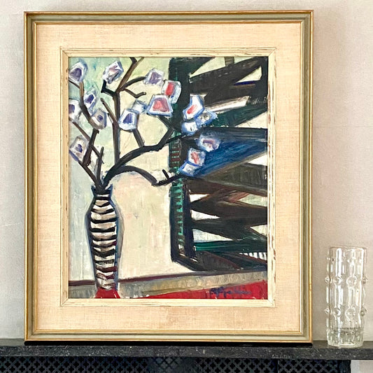 Vintage Mid Century Oil Painting From Sweden by S Kjellin