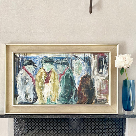 Mid Century Original Oil Painting From Sweden by K Christensen