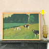 Mid Century Oil Painting Calves from Sweden