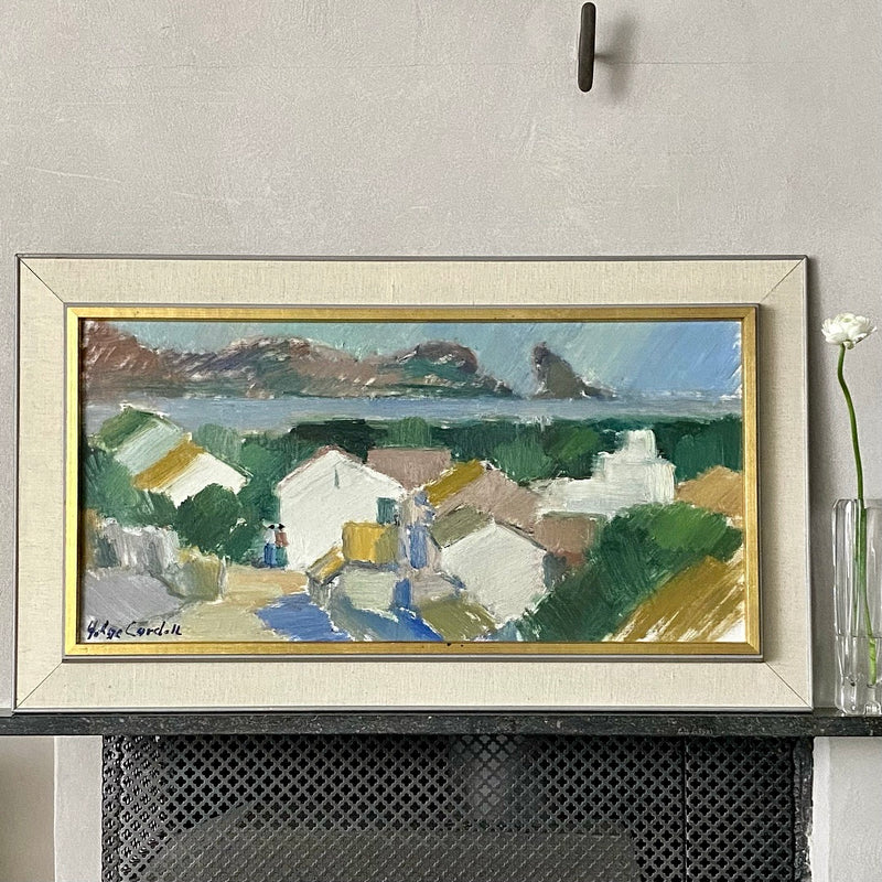 Large Mid Century Original Seascape Oil Painting From Sweden By Helge Cardell