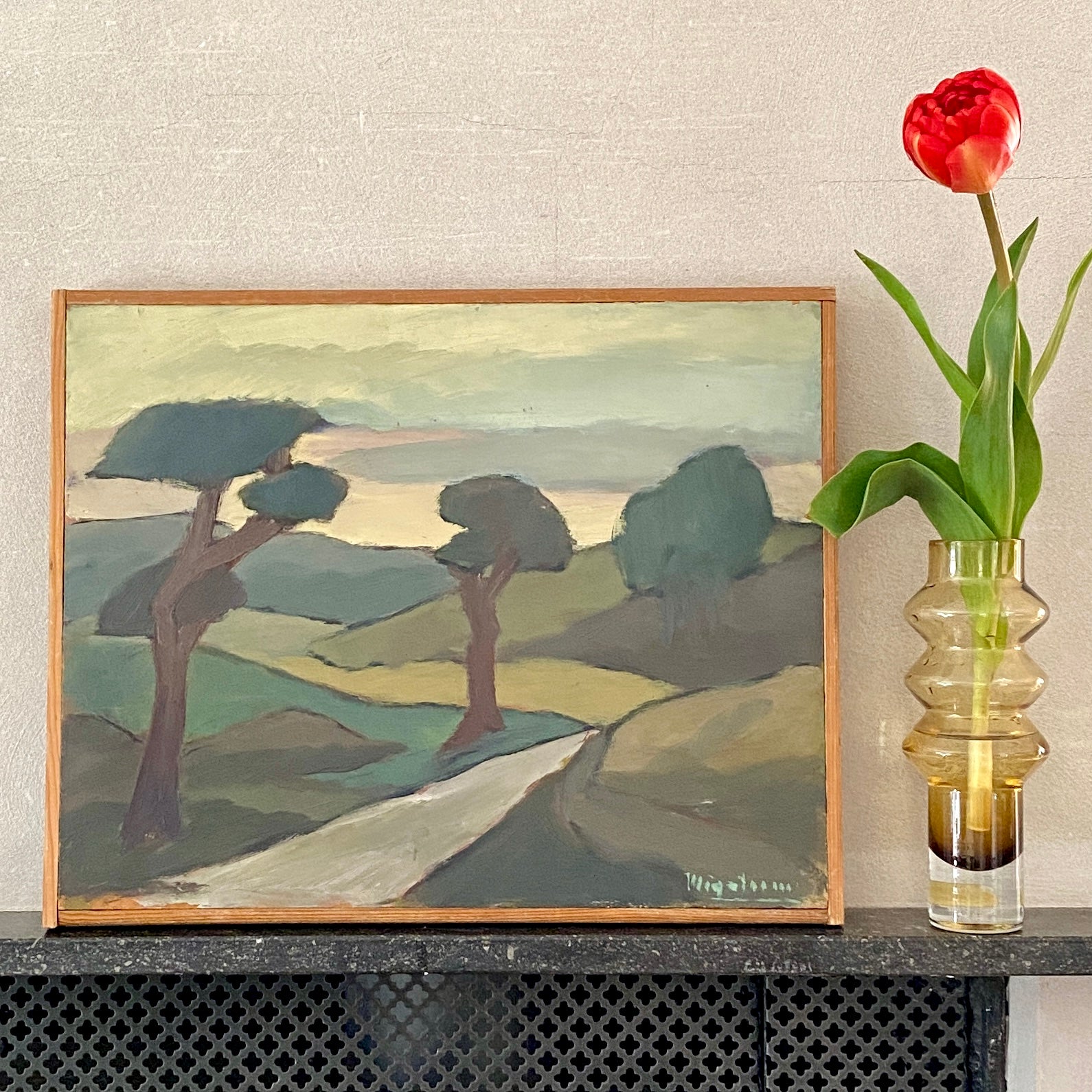 Vintage Original Mid Century Landscape Oil Painting From Sweden