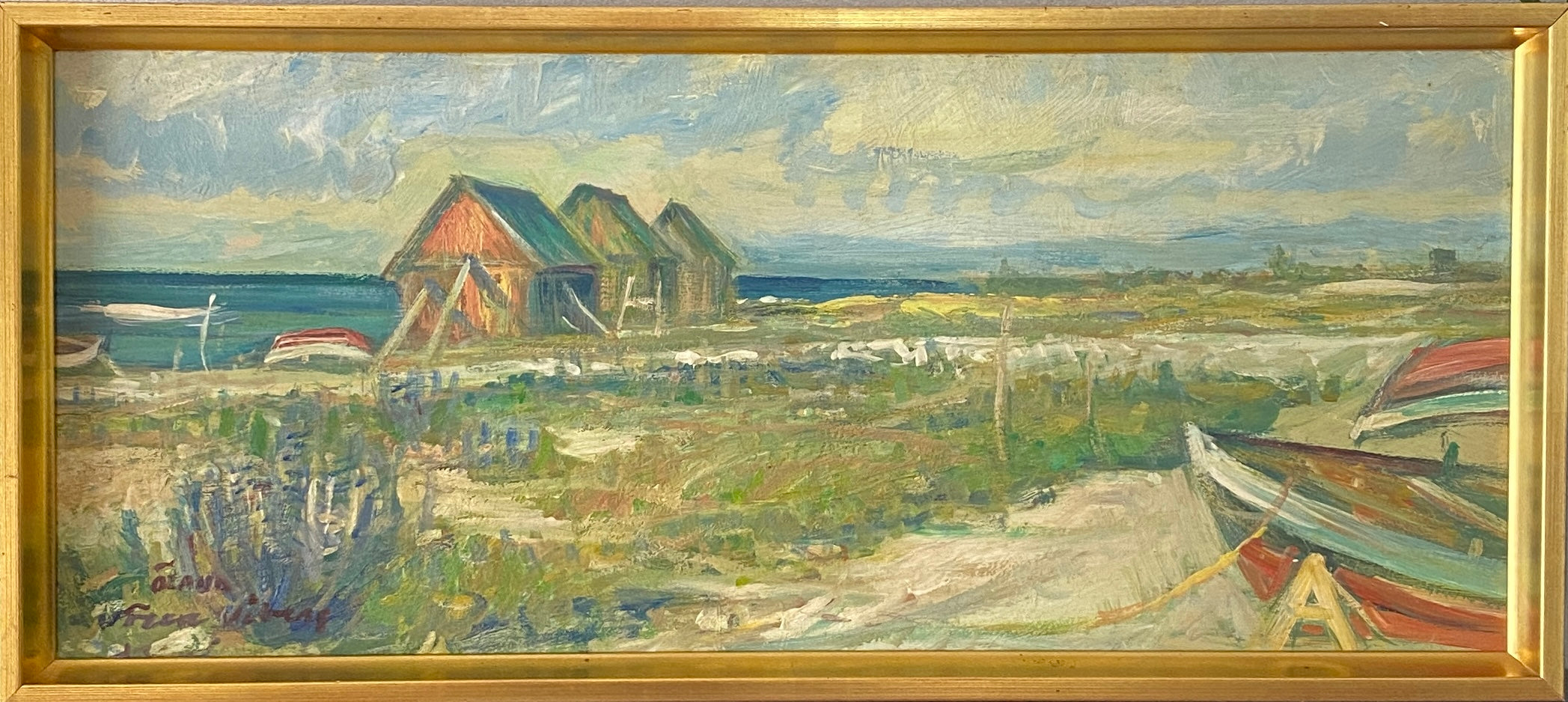 Mid Century Seascape Oil Painting By C Viberg Sweden