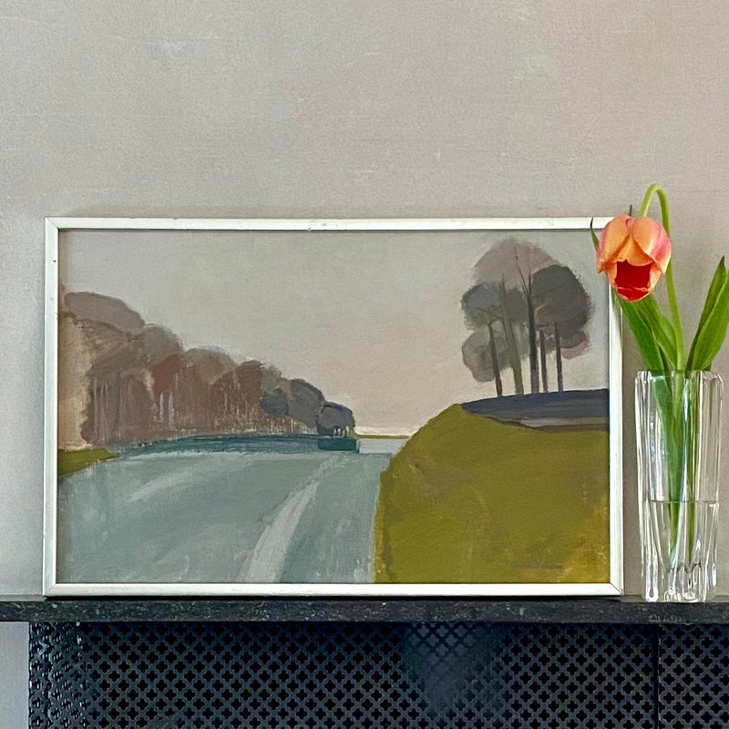 Mid Century Original Oil Painting From Sweden By S Nilsson