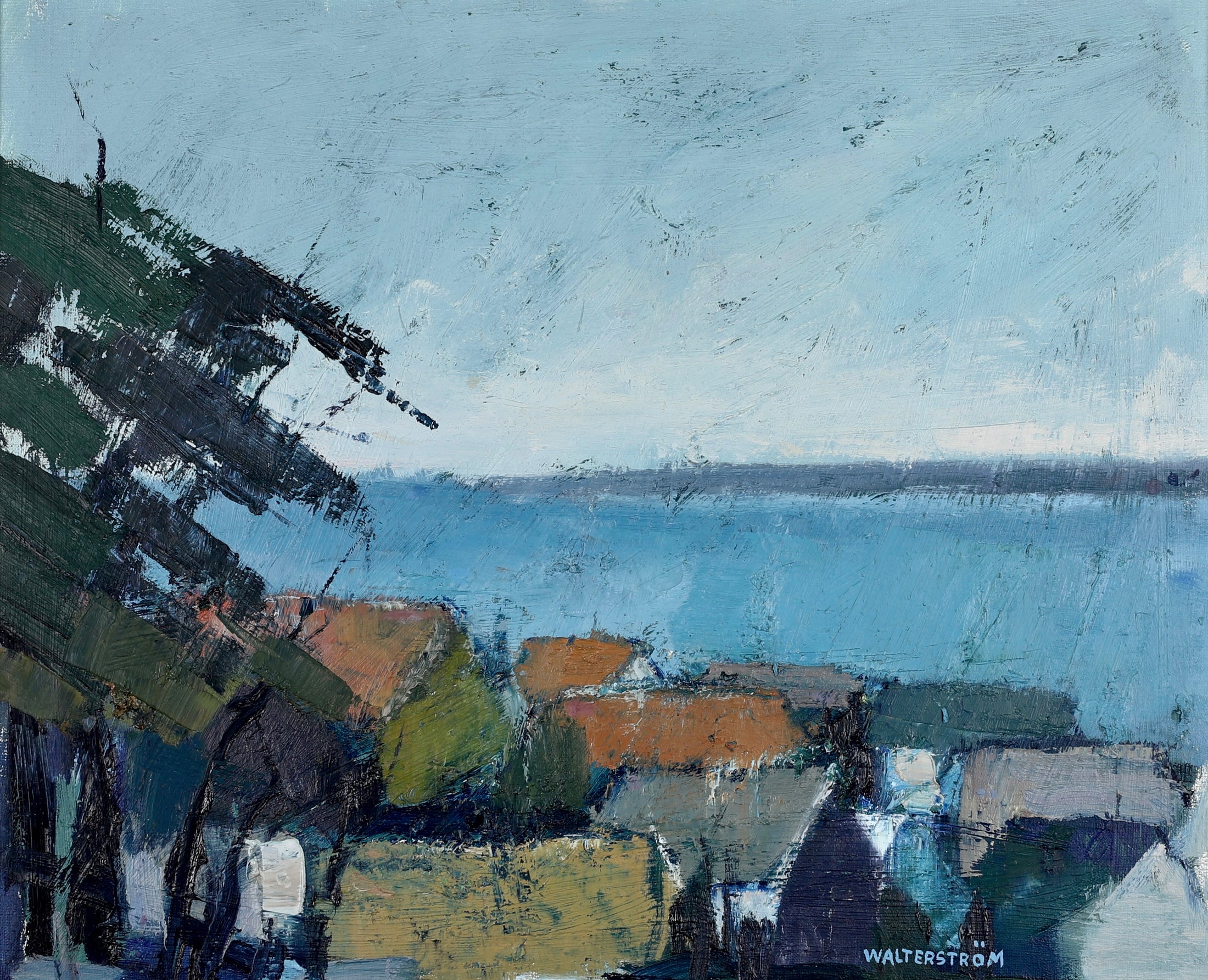 Mid Century Original Oil Painting From Sweden by Walterström