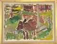 Load image into Gallery viewer, Mid Century Oil Painting Calves By Rune Persson Sweden
