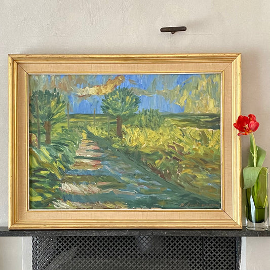 Vintage Mid Century Landscape Oil Painting By N Andersson Sweden