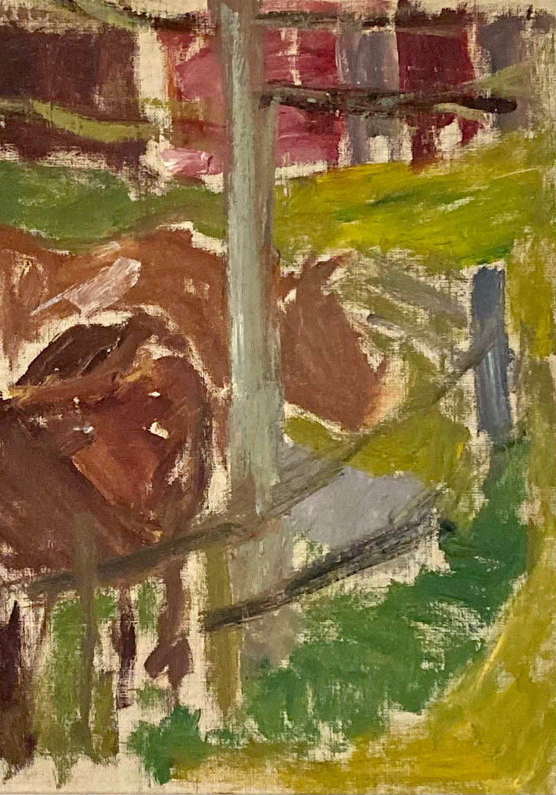 Mid Century Oil Painting Calves By Rune Persson Sweden