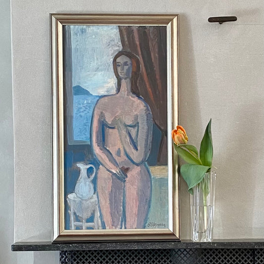 Mid Century Original Figure Oil Painting by Rolf Börjesson Sweden