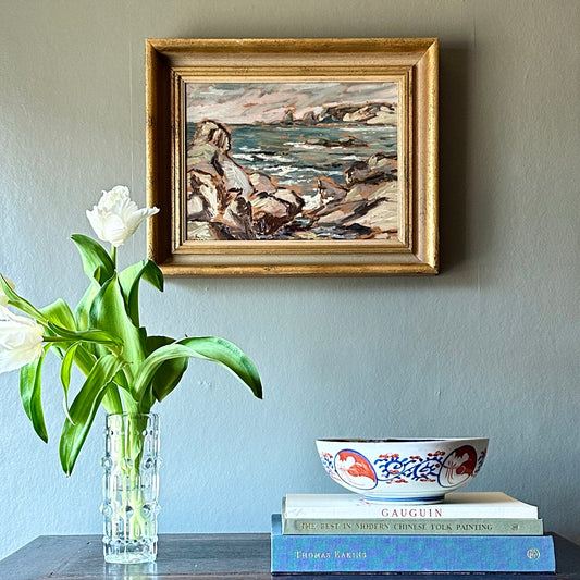 Original Seascape Oil Painting Vintage From Sweden