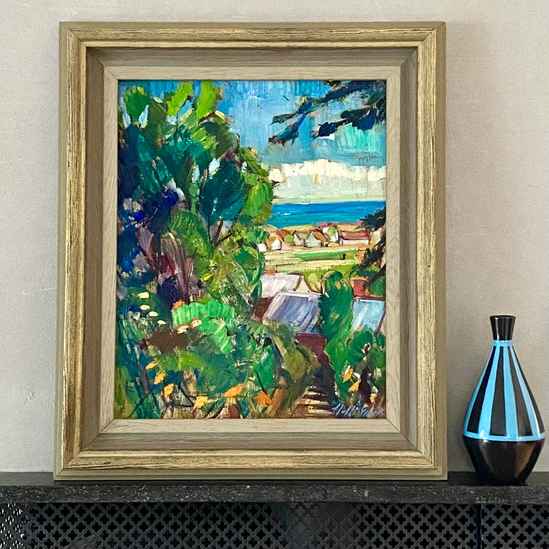 Colorful Original Vintage Mid Century Oil Painting From Sweden