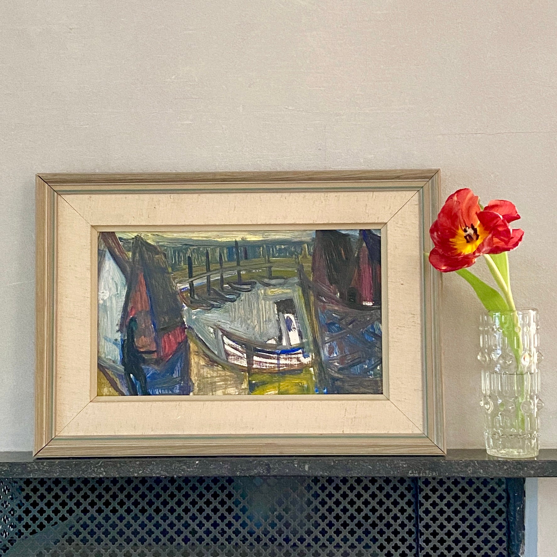 Vintage Mid Century Oil Painting From Sweden by S Kjellin