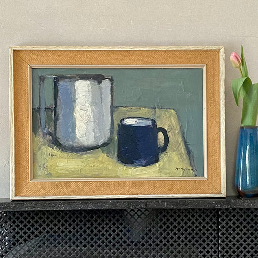 Original Still Life Oil Painting Vintage Mid Century By B Hillgrund Sweden