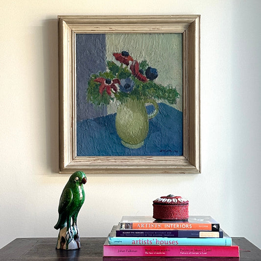Vintage Mid Century Still Life Oil Painting By S Hjorth Sweden