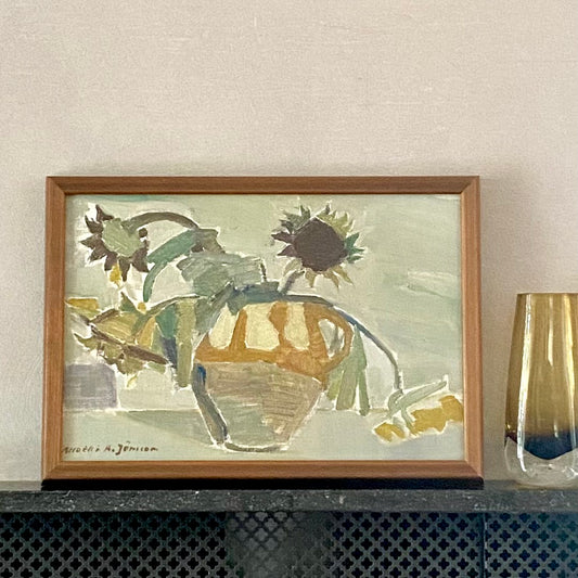 Original Vintage Mid Century Still Life Oil Painting By A Jönsson Sweden