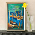 Load image into Gallery viewer, Mid Century Coastal Oil Painting from Sweden From 1963
