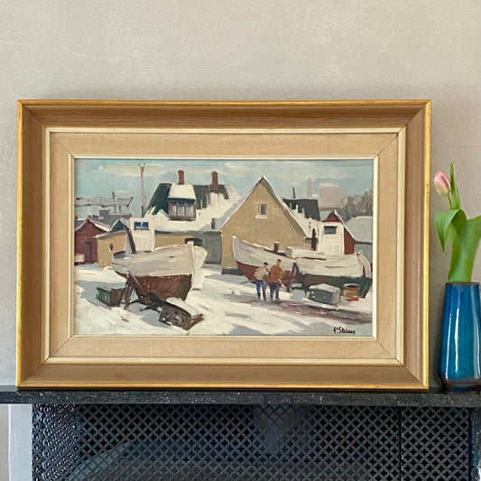 Mid Century Original Oil Painting From Sweden By Eskil Skans