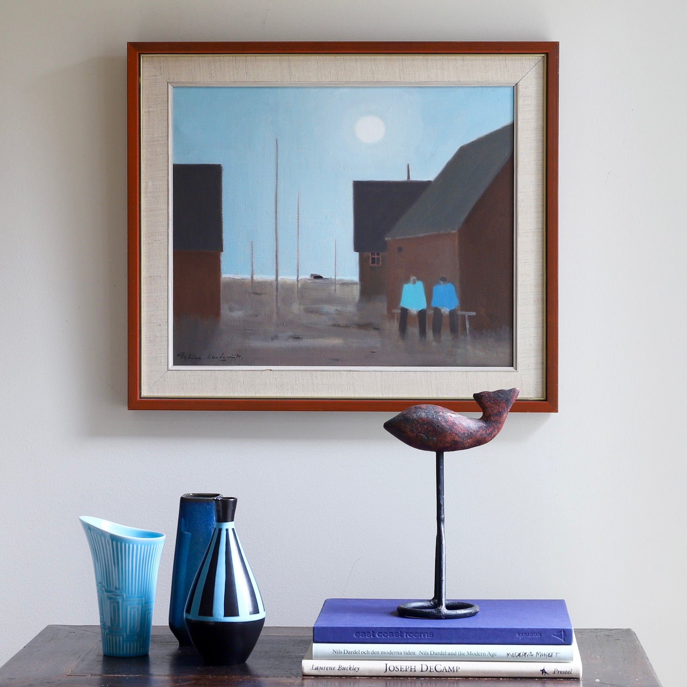 Original Mid Century Oil Painting From Sweden by F Lundqvist