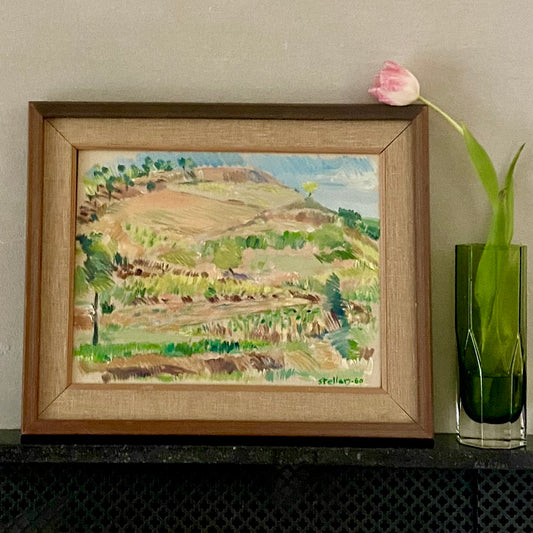 Mid Century Landscape Oil Painting By Stellan 1960