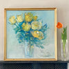 Original Mid Century Still Life Oil Painting Yellow Roses from Sweden