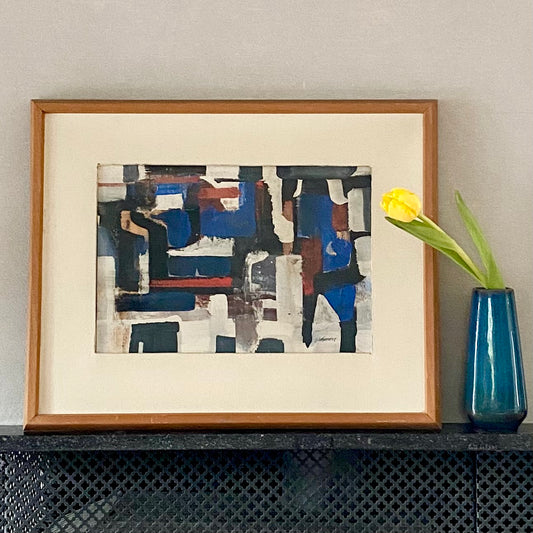 Mid Century Abstract Oil Painting By Gunnar Johnson Sweden
