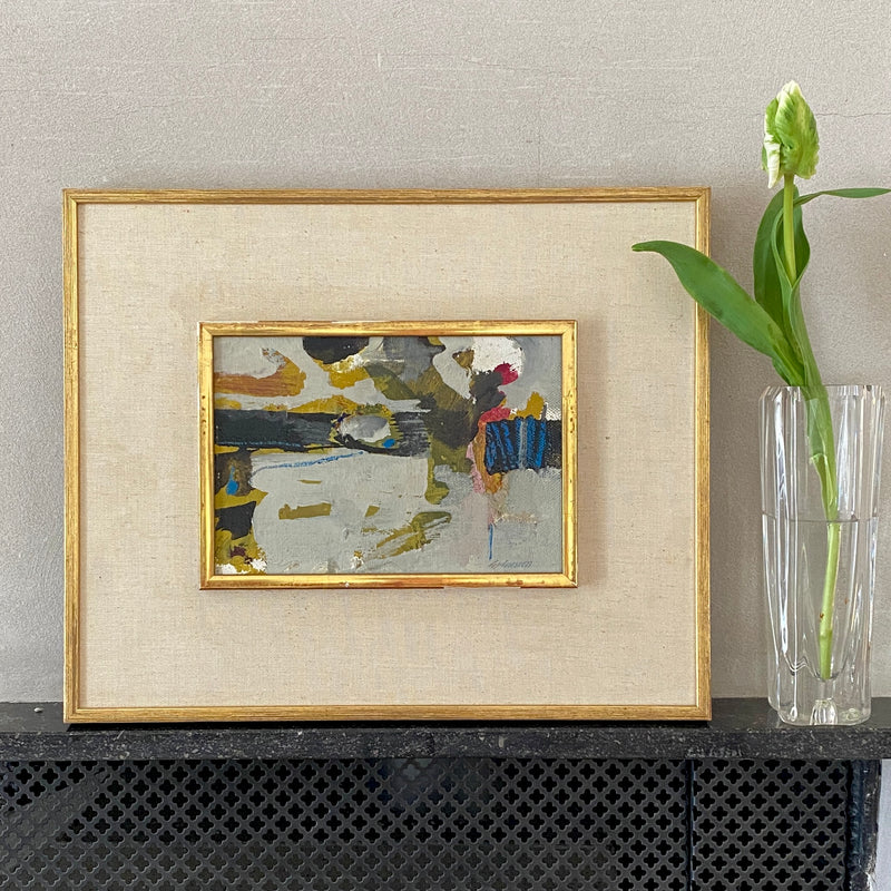 Mid Century Abstract Oil Painting By G Johnsson Sweden