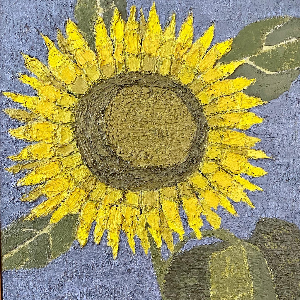 Vintage Sunflower Oil Painting From Sweden by MW 1965