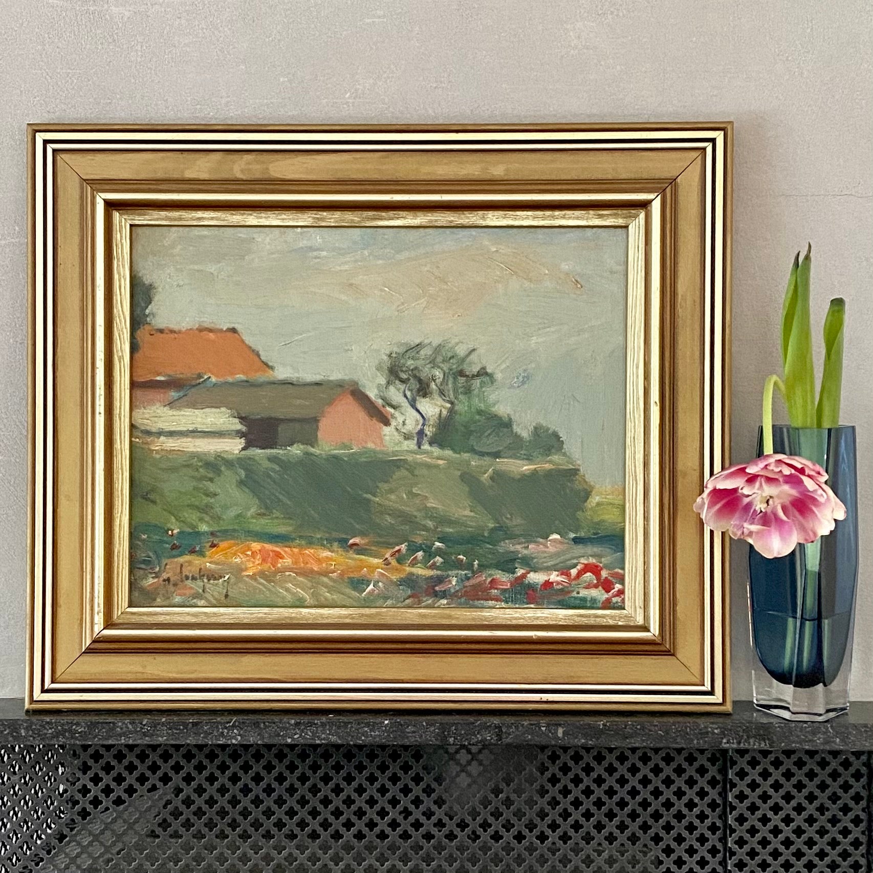 Vintage Mid Century Oil Painting From Sweden by Gideon Isaksson