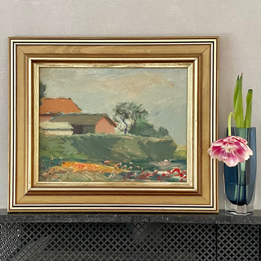 Vintage Mid Century Oil Painting From Sweden by Gideon Isaksson