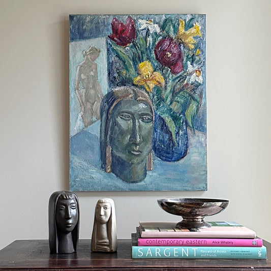 Mid Century Original Still Life Oil Painting From Sweden
